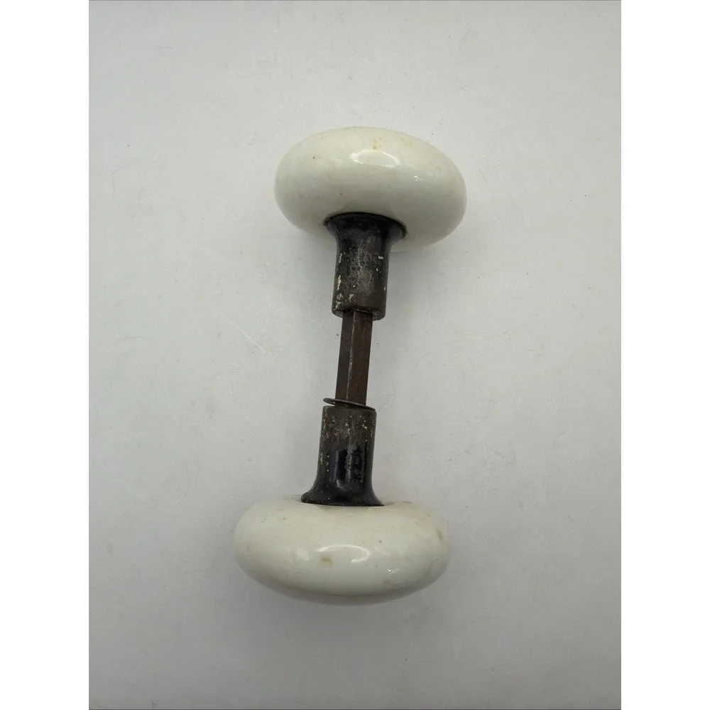 Antique White Porcelain Door Knob Set Ironstone Doorknobs Rustic Hardware